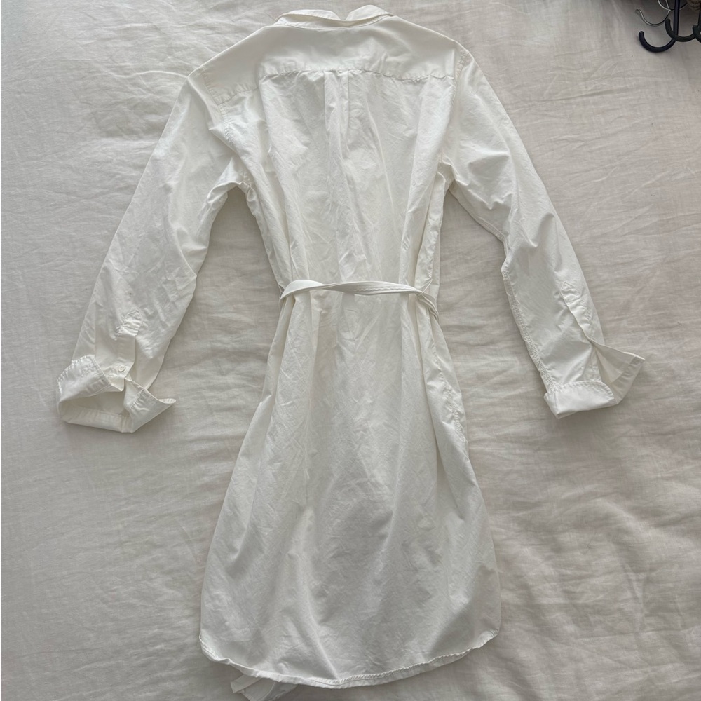 J.Crew White Button-Down Tie-Waist Shirt Dress - Picture 2 of 5